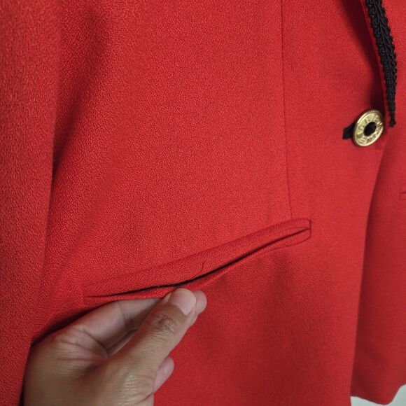 CRISCIONE Vintage 80's Red And Black Blazer Jacket Velvet Appliqué Size XL - Picture 5 of 15